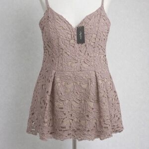 City Chic Deep Blush Lace Peplum Cami Top | NWT | Size L (20)